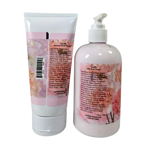 Vista 2 de Camille Beckman Set de dúo de manos y cuerpo, crema de manos sedosa para cuerpo y glicerina, Camille
