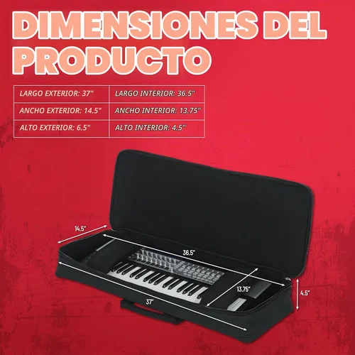 Vista 6 de Bolsa acolchada Gator Cases para teclados de 49 notas; (GKB-49)