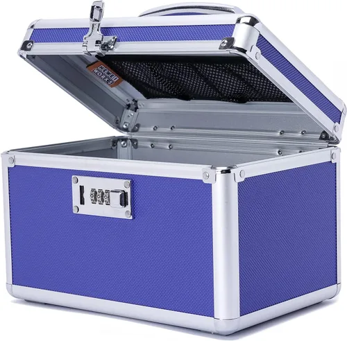 Vista 14 de Caja de medicamentos con cerradura con estuche de almacenamiento portátil, 14.2 x 7.2 x 8.2 pulgadas, organizador de bloqueo de medicamentos a