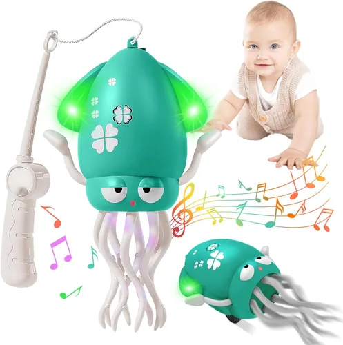 Vista 10 de Plnmlls Juguete de pulpo bailarín, juguetes para el tiempo boca abajo, con música y luz LED, batería recargable integrada y volumen que se pueden