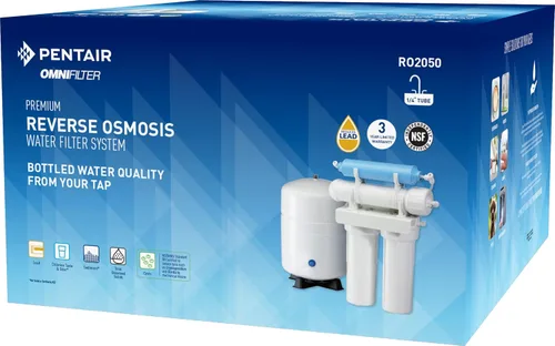 Vista 3 de Pentair OMNIFilter RO2050 Sistema de ósmosis inversa, sistema de filtración de agua potable de 4 etapas para debajo del fregadero, certificado NSF