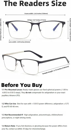 Vista 5 de Gafas de miopía para distancia con estuche rígido, bisagra de resorte, lentes de luz azul, no lentes de lectura