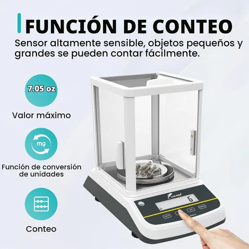 Vista 2 de LAB FISH Balanza analítica de doble pantalla 7.05 oz x 1mg Escala de alta precisión 0.00 oz Precisión Escala de laboratorio Calibración externa