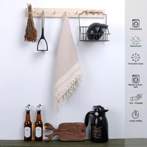 Vista 4 de Evelynen - Juego de 2 toallas de mano turcas para baño y cocina, toallas de mano bohemias con bucles para colgar, para cara, té, plato, cocina