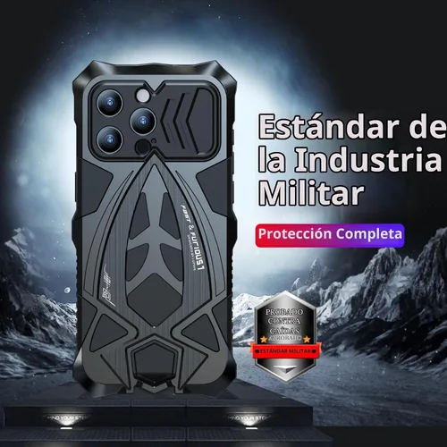 Vista 2 de Lunivop - Carcasa metálica resistente para iPhone 15 Pro Max, color negro Protection Rugged Screw Full Body Military Grade Bumper Rubber with Hard
