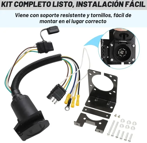 Vista 5 de MECMO Multi-Tow kit de conector adaptador de cableado de remolque de 4 vías planas a 7 vías RV y 4 vías planas de extremo hembra, enchufe de luz
