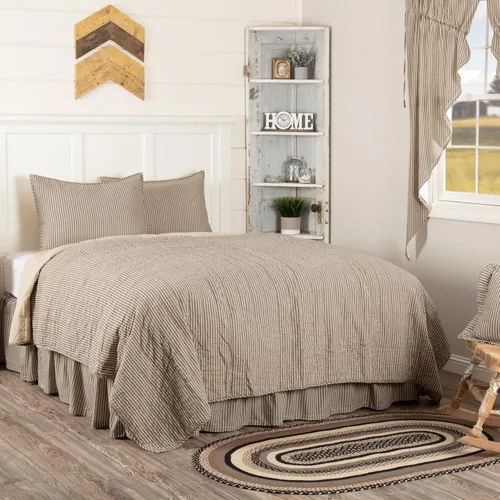 Vista 6 de VHC Brands Sawyer Mill Ticking Stripe California King - Juego de edredón color gris carbón