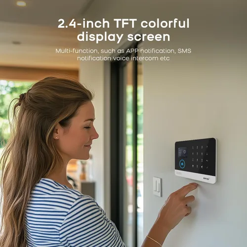 Vista 2 de PGST Sistema de seguridad para el hogar, sistema de alarma inalámbrico expandible con sensor de puerta/ventana, detector de movimiento, control