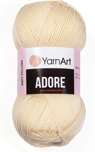Vista 26 de 1 madeja YarnArt Adore, hilo antipilling, 100% acrílico antipilling, 100 g (3.5 oz), 280 m (306 yd), 3: Light-DK, Verde bebé - 358
