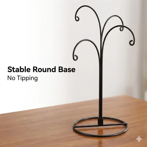 Vista 6 de HOHIYA Soporte de exhibición de adornos de 12 pulgadas, paquete de 2 soportes de metal de 4 brazos para decoraciones de Navidad, adornos colgantes