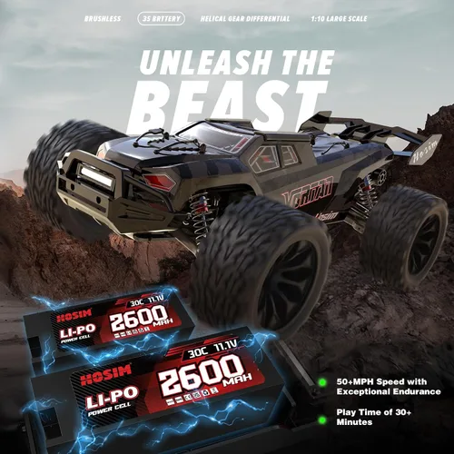 Vista 2 de Hosim Coches RC Mini 1:8 Camión RC para Adultos, Vortan RTR RC Coches Sin Escobillas de Alta Velocidad 50+mph Todo Terreno 4WD Coche de Control