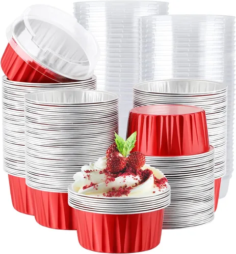 Vista 18 de EUSOAR Forros para cupcakes para hornear, 50 forros para magdalenas de 5 onzas, moldes de papel de aluminio desechables, recipientes de postre