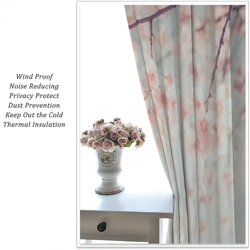 Vista 5 de Cortinas de cerezo, paisaje japonés, árbol de cerezo natural, primavera, dormitorio, sala de estar, ventana, 2 juegos de paneles, 42 x 45 pulgadas
