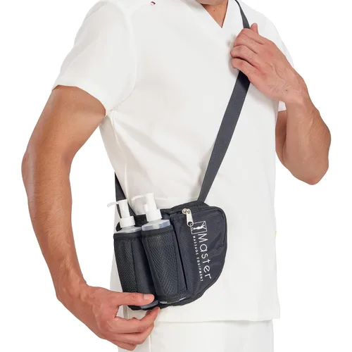 Vista 2 de Master Massage Bolsa de aceite de masaje para botella doble, bolsa de crema ajustable y bolsa de loción, kit doble, funda de loción para botella
