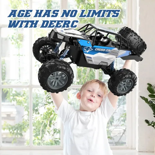 Vista 9 de DEERC Camioneta monstruo grande a escala 1:8 para adultos y niños, automóvil con control remoto mejorado con sonido realista, juguete RC todo
