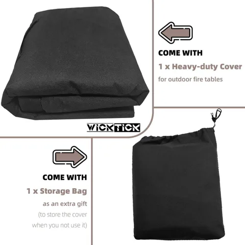 Vista 6 de WICKTICK Funda rectangular para mesa de fogata de gas de 44 x 28 pulgadas, cubierta para mesa de fuego resistente al agua 600D de servicio pesado