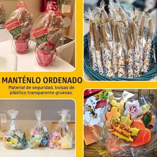Vista 4 de 200 bolsas de celofán de 5 x 7 pulgadas, bolsas de celofán para dulces, bolsas transparentes de regalo, bolsas para cake pops, bolsas de caramelos