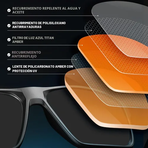 Vista 5 de Gaoye Titan Gaming Glasses, Blue Light Blocking, Night Driving Glasses for Men, Computer Protection, Gift for Gamers Negro