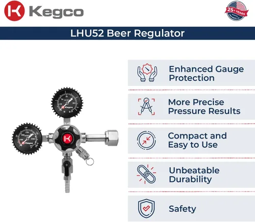 Vista 4 de Kegco Elite Series - Kit de grifo de barril de extracción directa con tanque de CO2 rojo de 5 libras