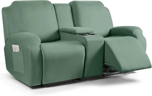 Vista 9 de TAOCOCO Sofá reclinable con funda de consola central, 4 piezas de tela de poliéster elástica, protector de muebles suave y lavable
