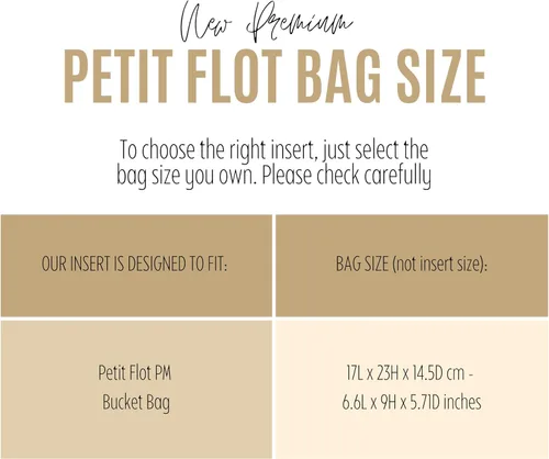 Vista 3 de Purse Organizer compatible with Petit Flot Bucket Bag Organizer, fits PM Petit Float Insert, 2mm Thick Premium Felt Snug Sturdy