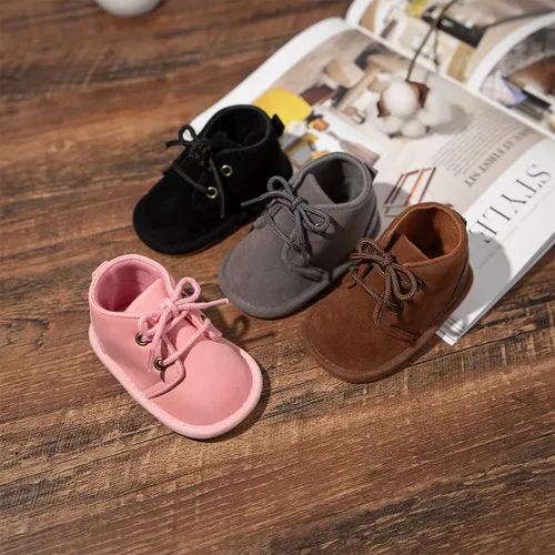 Vista 2 de Babelvit Mocasines Oxford para bebés y niñas, zapatos con cordones, zapatos para caminar primero, mocasines de piel sintética, suela de goma suave