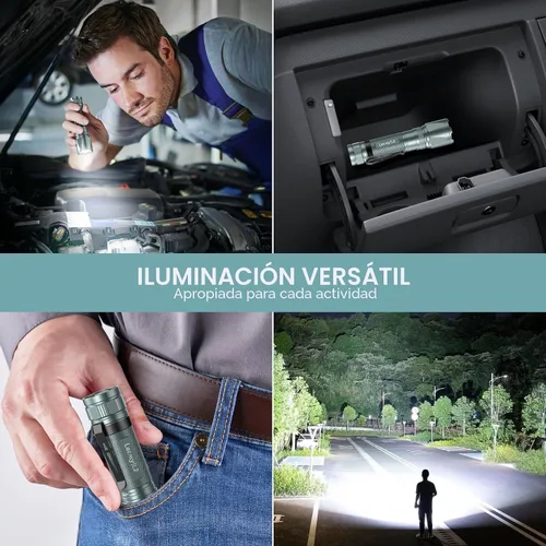 Vista 7 de LETMY Linternas recargables de alto lúmenes, paquete de 2 linternas tácticas LED brillantes de 2000 lúmenes, 3 modos, potentes luces de flash