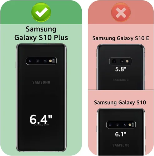 Vista 2 de XcaseBar Funda tipo cartera para Samsung Galaxy S10+/S10 Plus con cremallera y tarjetero de crédito con bloqueo RFID, funda de piel sintética