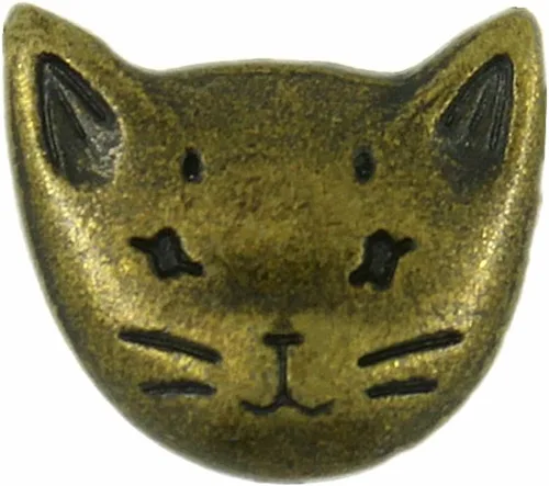 Vista 4 de Bezelry 12 botones de vástago de metal con diseño de gato, 0.709 in (latón antiguo)