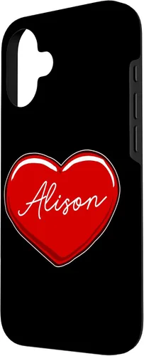 Vista 2 de iPhone 16 Hand Drawn Heart Alison - First Name Hearts I Love Alison Case
