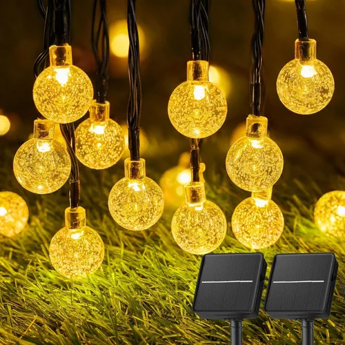Vista 16 de Brightown Luces de Cadena Solares para Exteriores 60 LED 35.6 Pies Luces de Globo de Cristal con 8 Modos de Iluminación, Luces Solares Impermeables