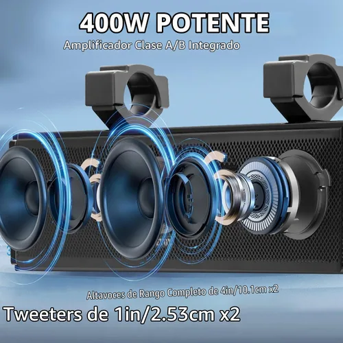 Vista 4 de Barra de sonido UTV 17 pulgadas 4 altavoces ATV SoundBar Bluetooth