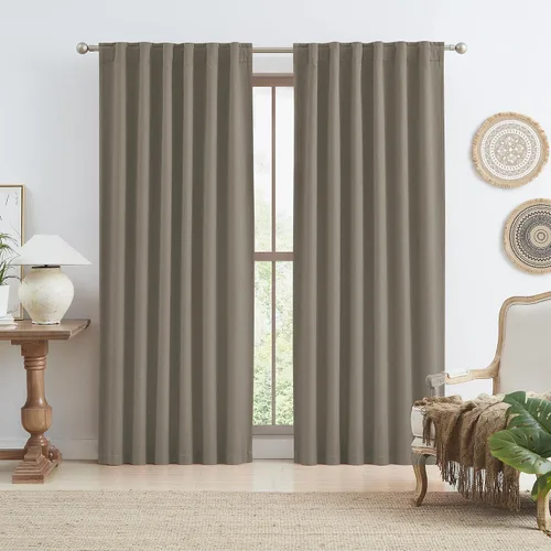 Vista 37 de KEQIAOSUOCAI - Cortinas opacas naturales de 108 pulgadas de largo, cortinas modernas con pestaña trasera, paneles plisados para sistema de cortina