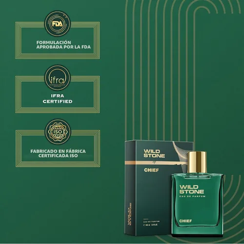Vista 5 de Wild Stone Chief Eau De Parfum 3.38oz, 3.4 fl oz Perfume EDP de lujo para hombres Fragancia intensa de larga duración 100% aroma líquido