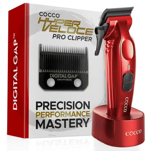 Vista 13 de Cocco Hyper Veloce Pro Clipper, Digital Gap Ambassador Graphene Taper Blade Profesional Clipper, Motor BLDC de alto par, totalmente metálico