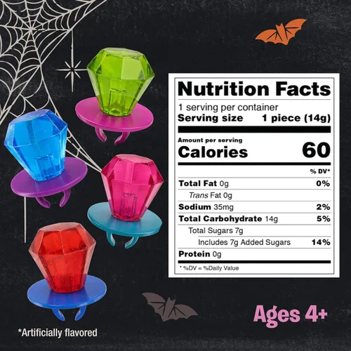 Vista 2 de Ring Pop Paletas de dulces de Halloween, 20 unidades, recuerdos de fiesta Piruletas de Halloween, envueltas individualmente, para cuencos de dulces