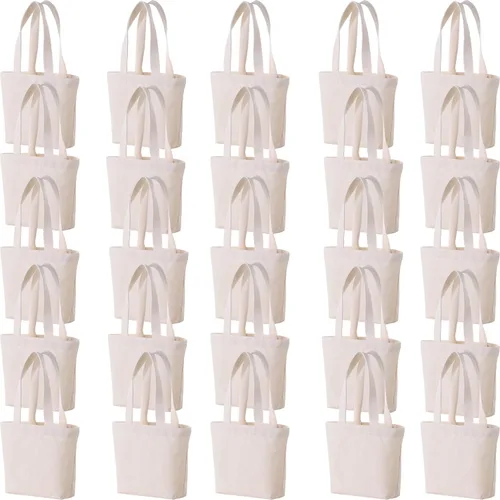 Vista 11 de Mini bolsas de lona de 10 x 8 x 3 pulgadas para pintura de tela, bolsa resistente de algodón, bolsas de regalo resistentes