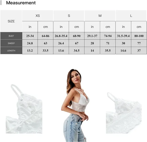 Vista 7 de Vorixia - Linda camisola de encaje sin mangas para mujer, bralette de doble capa con cuello en V profundo y soporte