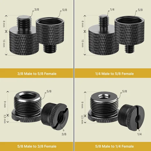 Vista 5 de IXTECH Juego de adaptadores de soporte de micrófono 8 piezas Soporte de micrófono de metal Adaptador de rosca 5/8 hembra a 3/8 macho 3/8 hembra a