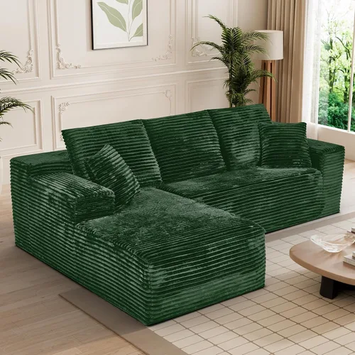 Vista 10 de Sofá deshuesado de 95 pulgadas para sala de estar, sofá modular en forma de Negro+Izquierda