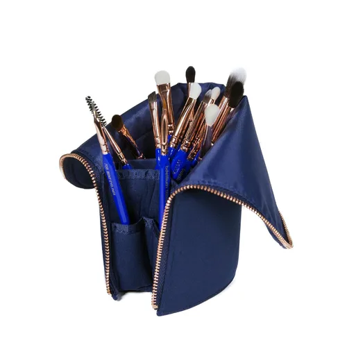 Vista 5 de Bdellium Tools Cepillo de maquillaje profesional Triángulo dorado - Ojos Sólo 15 piezas Juego de brochas con bolsa de pie