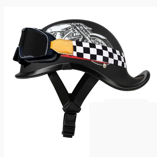 Vista 28 de Medio casco de motocicleta vintage, aprobado por el DOT, para adultos, casco convertible vintage para scooters, ciclomotores, cascos de motocicleta