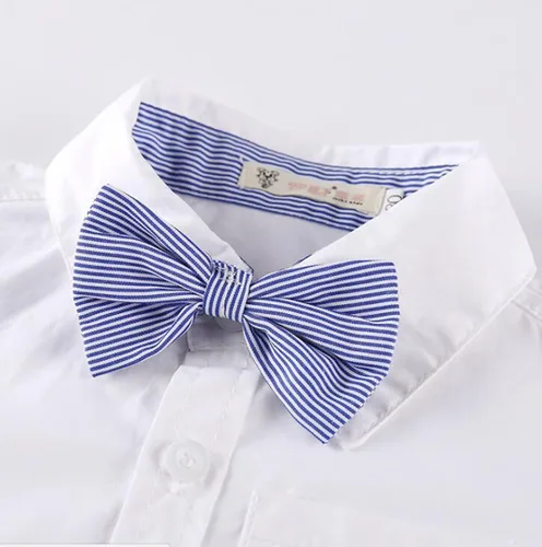Vista 4 de Toddler Baby Boys Gentleman Outfits Short Sleeve T-ShirtBib PantsBow Tie 3Pcs