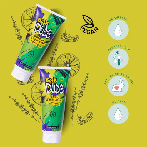 Vista 5 de 808 Dude Champú y gel de baño para adolescentes, niños y hombres Ingredientes puros naturales y orgánicos Elimina el olor corporal y los brotes