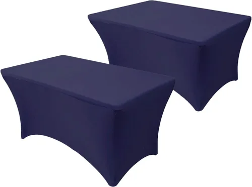 Vista 32 de Paquete de 2 manteles de mesa elásticos de elastano para mesas rectangulares de 4 pies, mantel ajustable de 48 pulgadas de largo x 30 pulgadas