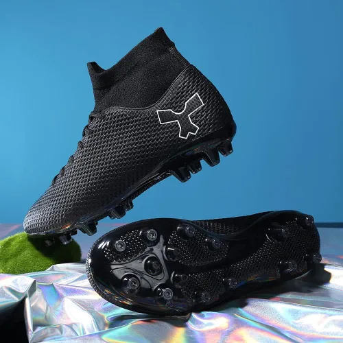 Vista 4 de Botas de fútbol para hombre con tacos de fútbol para hombres y niños grandes, zapatos de punta alta para jóvenes, entrenamiento profesional