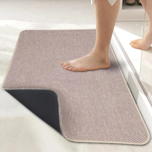 Vista 18 de Tapete de baño ultrafino, con base de goma, antideslizante, secado rápido, lavable a máquina, pelo bajo, absorbente, para ducha exterior, fregadero