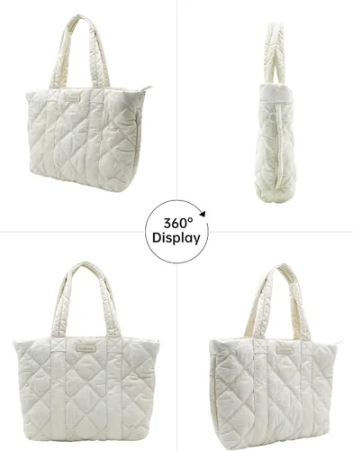 Vista 7 de Amazing Song Bolso de mano acolchado para mujer, bolso de hombro grande acolchado, bolso de diseñador de trabajo con cierre de cremallera