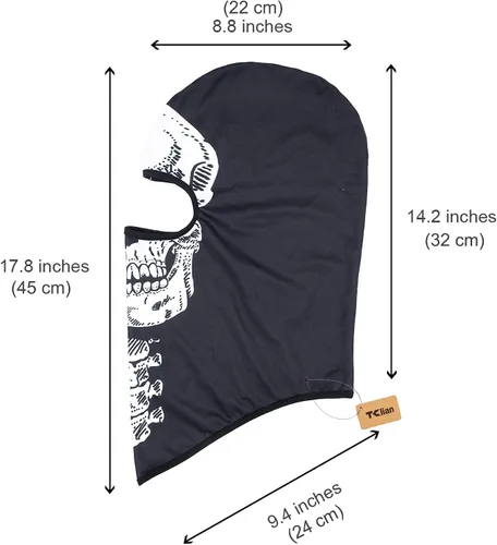 Vista 5 de TClian Máscara de calavera, pasamontañas, bandana de fantasma, máscara de cara completa, máscara de Halloween