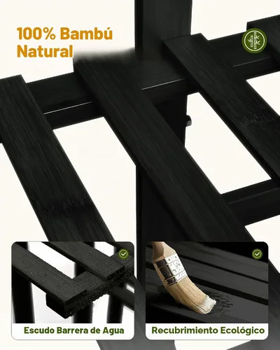 Vista 6 de Bamworld Soporte de bambú para plantas de interior con 6 niveles, estante de plantas de exterior, soporte de esquina para múltiples plantas, soporte